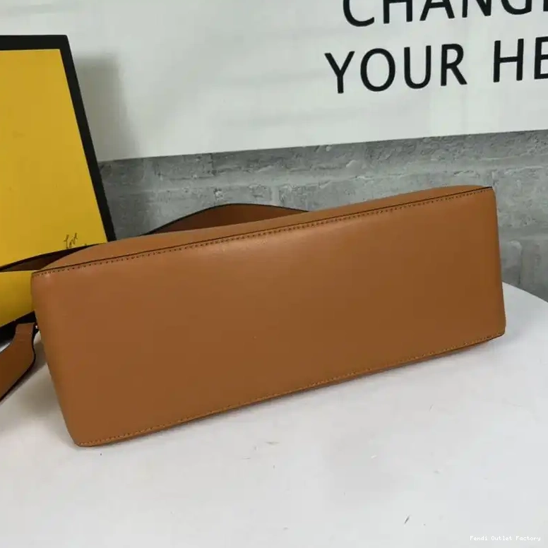 Affordable HOT Bag Leather O'Lock Calf In Brown Fendi Shoulder Zip 0406